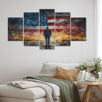 Nhek - USA Patriotist Wall Art - Art mural moderne sur toile, 5 pièces