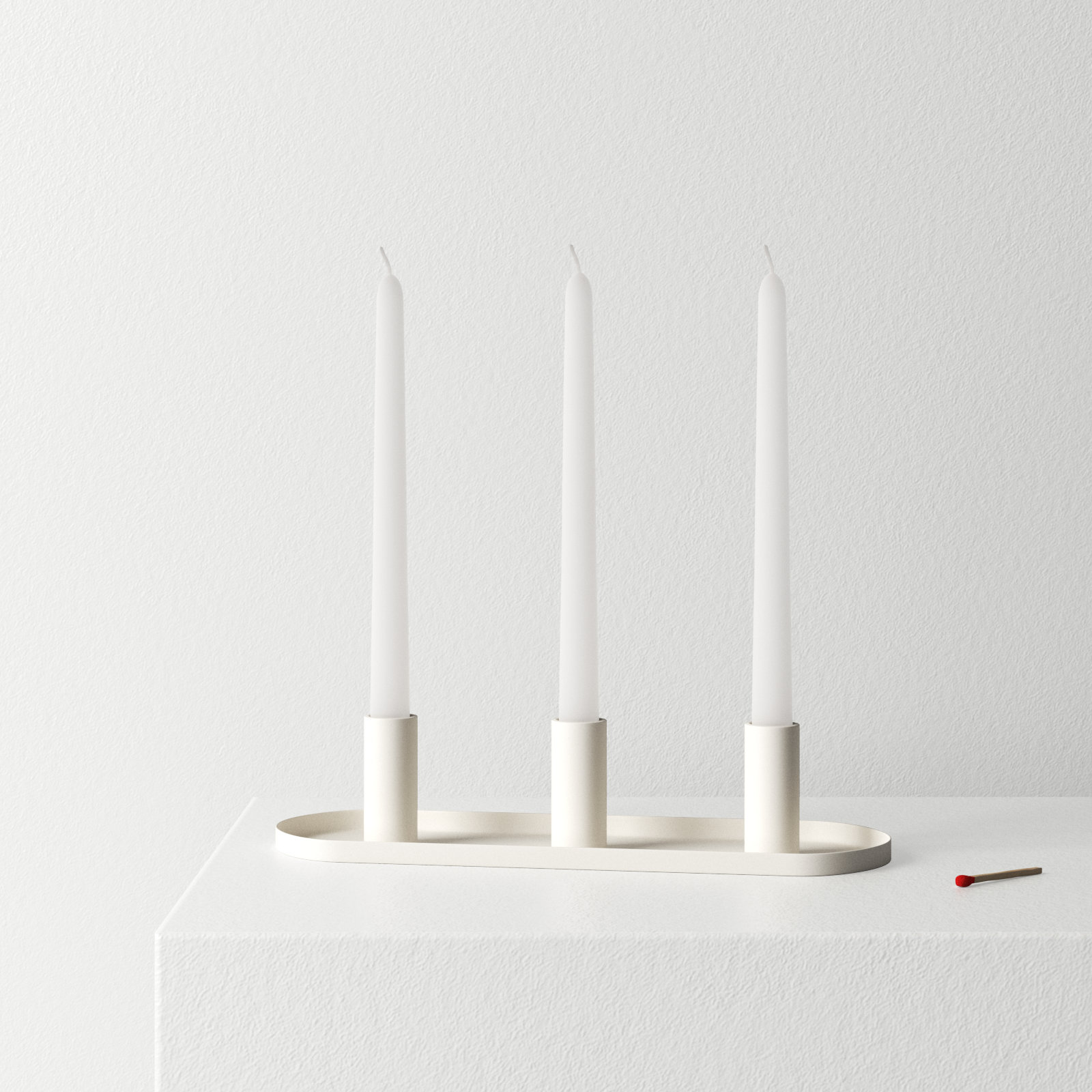3-Piece Aluminum Candlestick Set, White