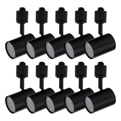 East Grove Home AMPED Collection LED 10W Track Head 3000K Warm White Energy Efficient in Black for H Track, Standard 3-Wire Track System (Pack of 10 Lights)