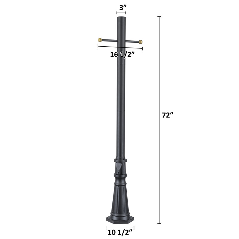 6 Ft. Black Aluminum Outdoor Lamp Post With Gfci Outlet