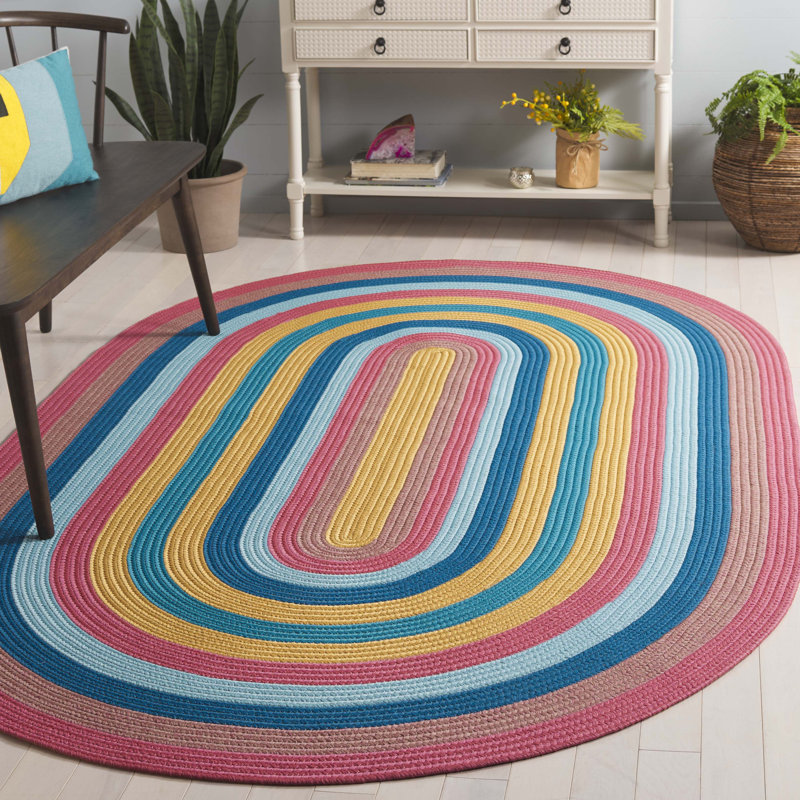 Joia Woven Performance Striped Indoor/Outdoor Area Rug, Oval 5' x 8'