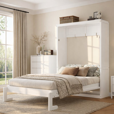 Lit escamotable, conception escamotable peu encombrante, bois, style panneau de style shaker, maison de campagne moderne, pièce multifonctionnelle