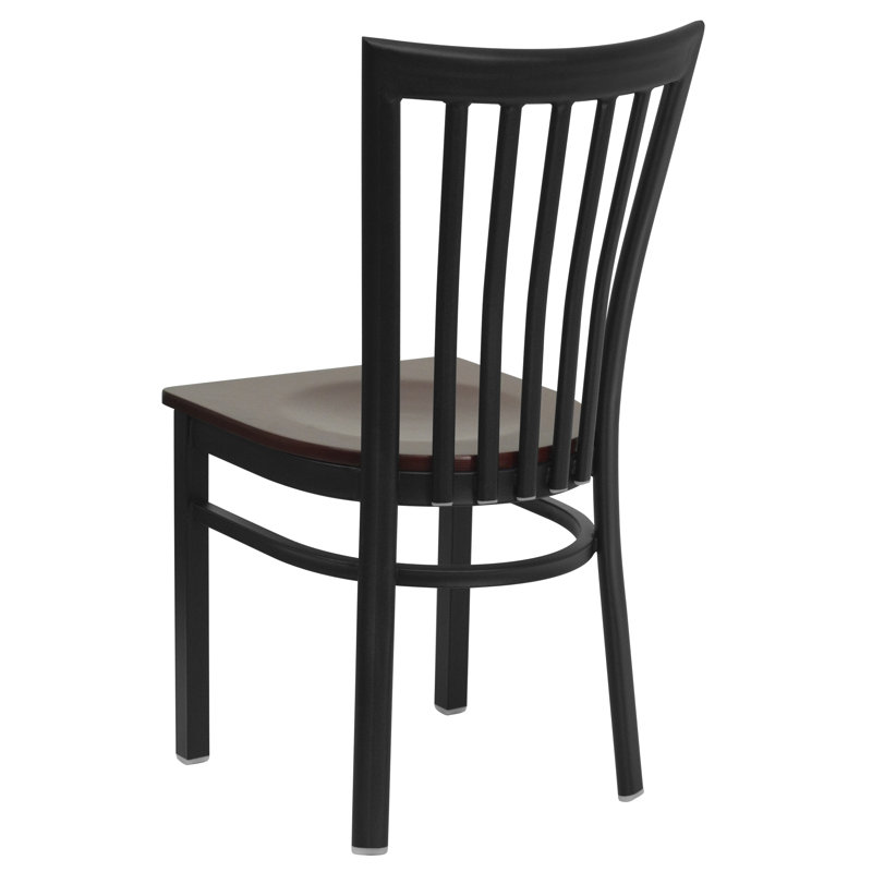 Jophy School House Back Metal Restaurant Chair, Mahogany