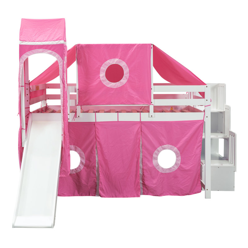 Lit mezzanine pour enfants, Rose, Double