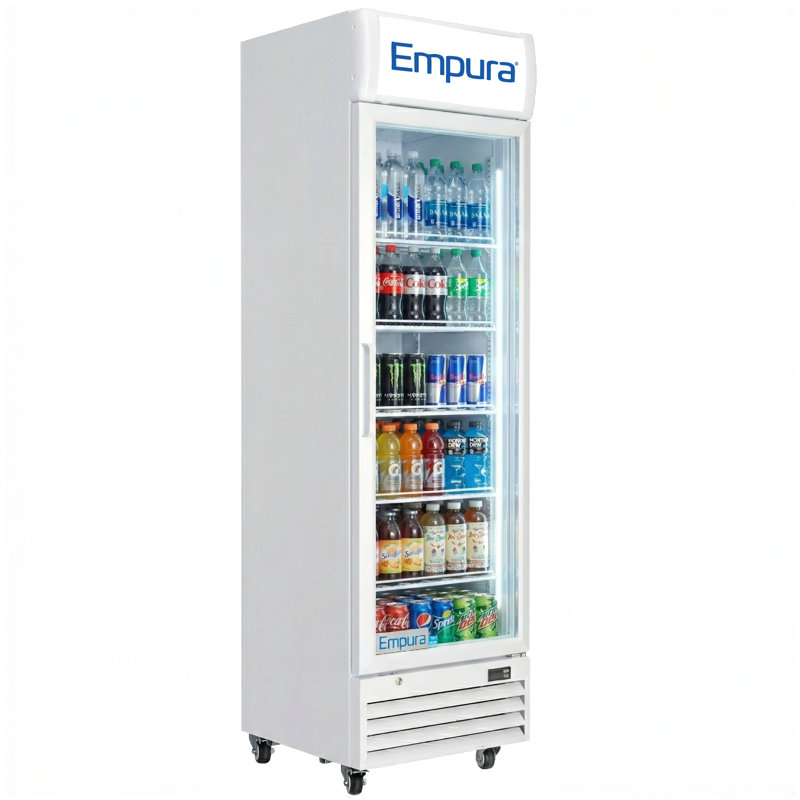 22.7" Swing Glass Door Merchandiser Refrigerator W/ 1 Door, 13 Cu Ft, 115V, White