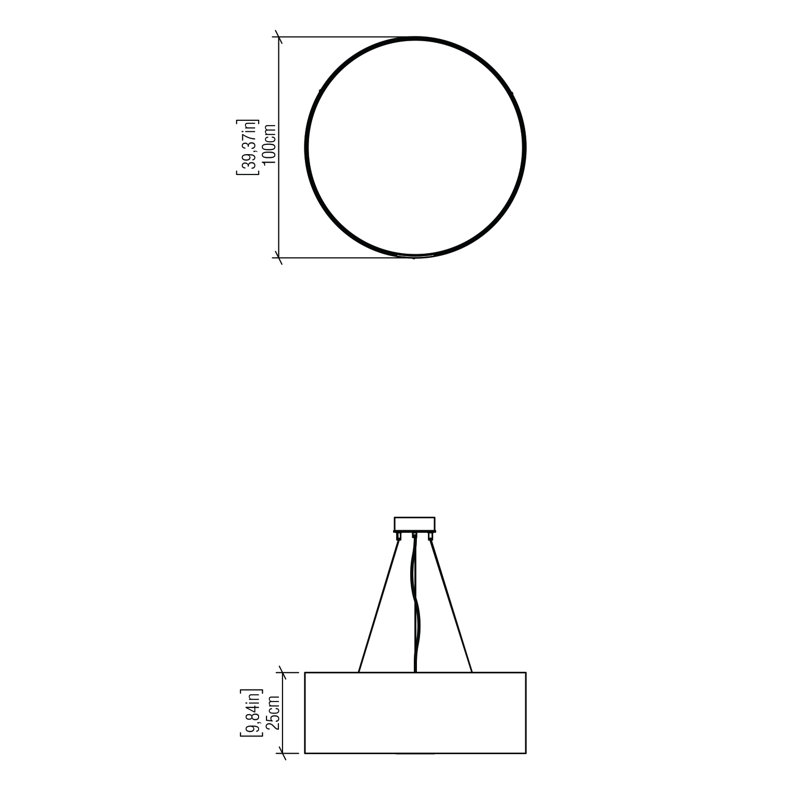 Cilíndrico 1 - Light LED Chandelier, Louro Freijó, 9.75" H x 39" W x 39" D
