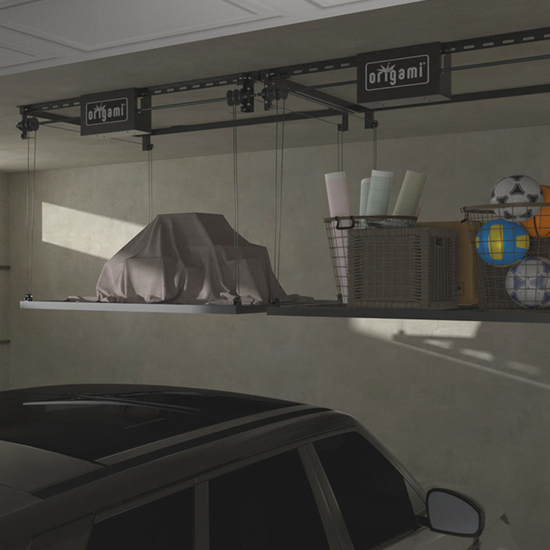 Motorized Garage Storage Shelf Black