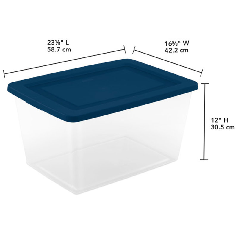 Sterilite 58 Qt Storage Boxes, Clear Plastic Containers with Lid, Set of 8, Blue, Blue
