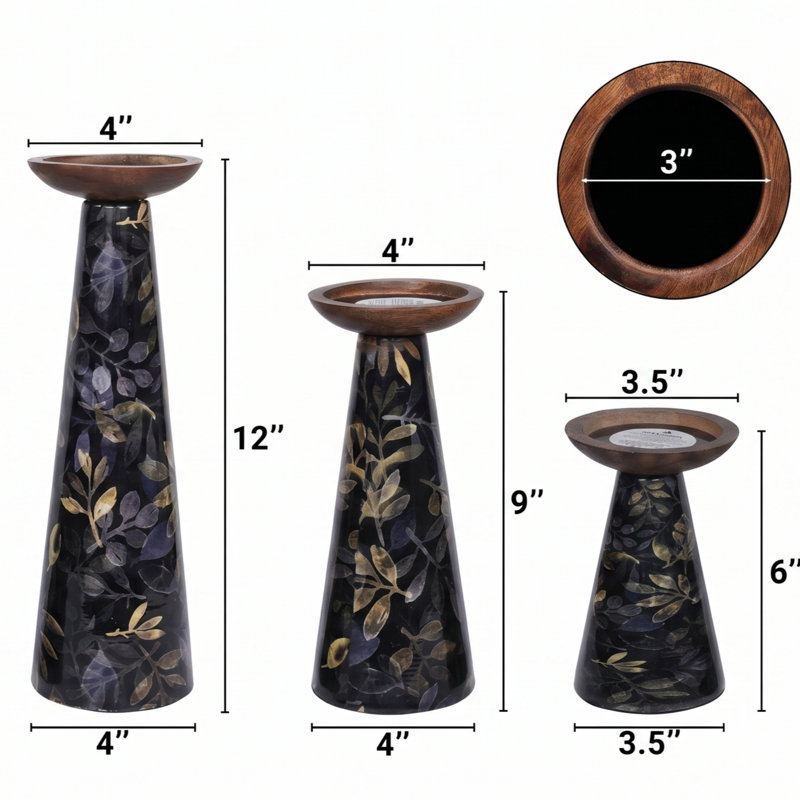 Ensemble de 3 porte-bougies Moody Floral