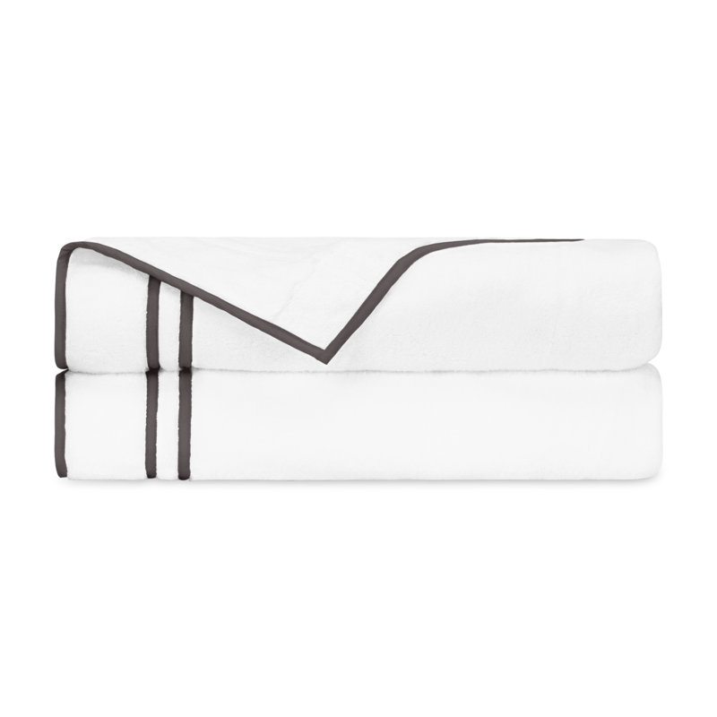 Ribbons 2-pc Bath Towel Set, White/Grisaglia Gray