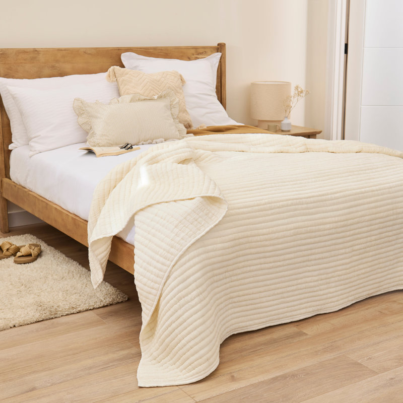 Cotton Bedspread, White, 145cm x 125cm