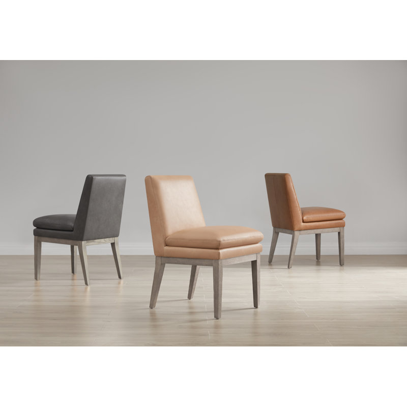 Bethea Leather Upholstered Dining Chair, Grey Faux Leather