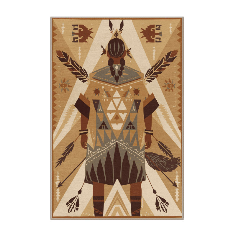 Tapis lavable à la machine Orrville Two Spirit Warrior, 8 x 12