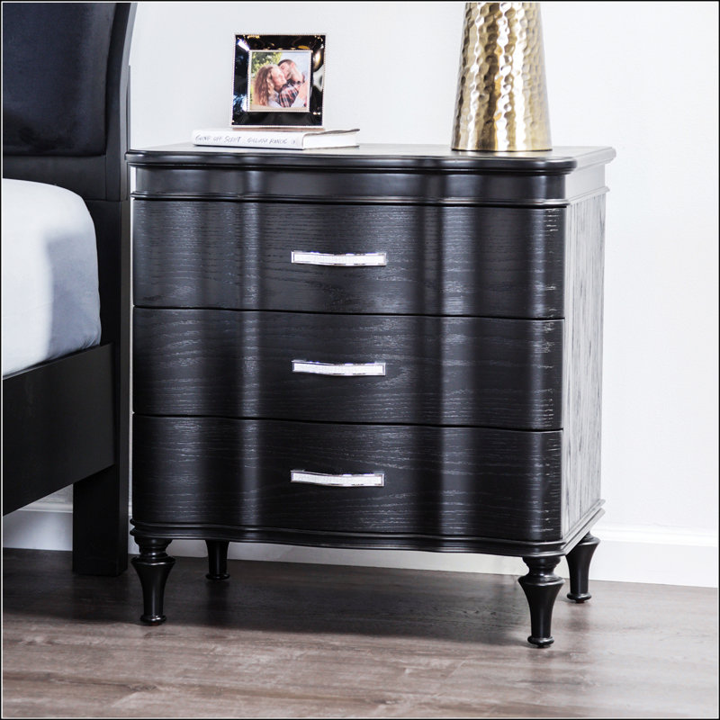 Table de chevet moderne et élégante Glam, Noir