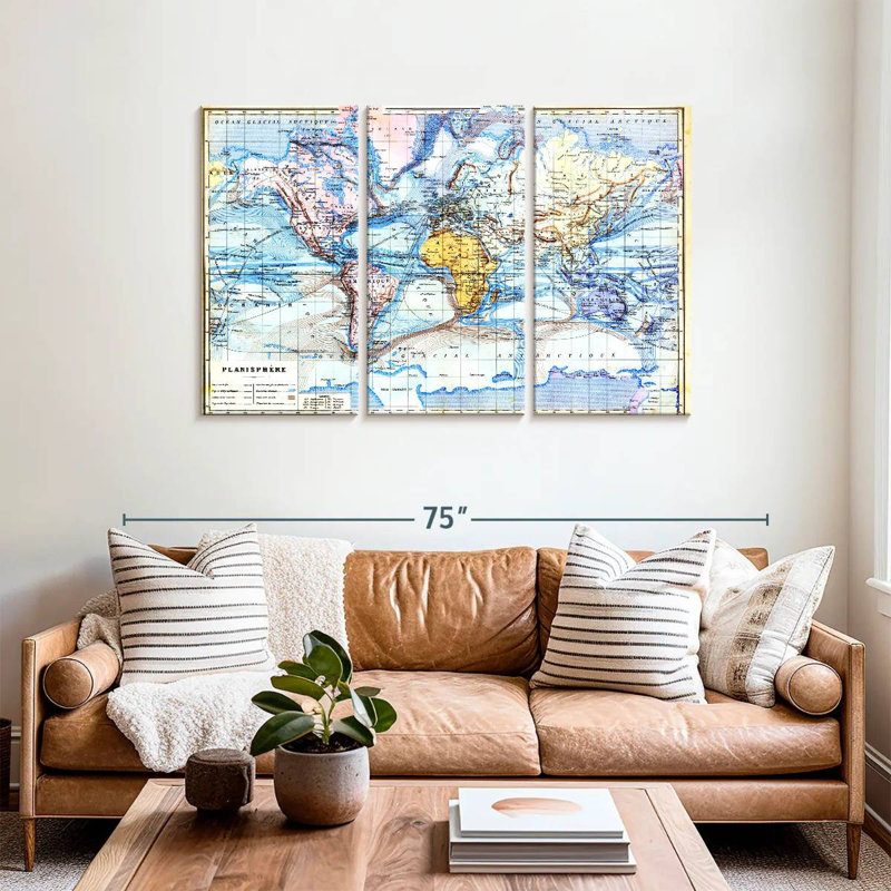 Aletra Planisphere Old Map, 36" H x 57" W