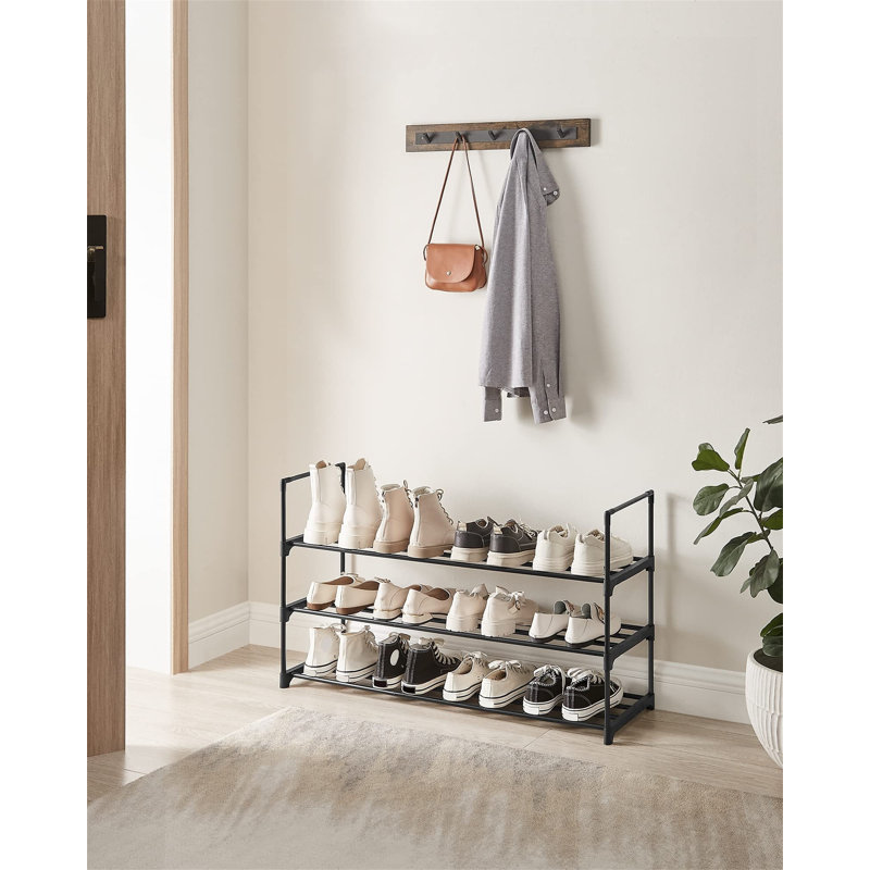 Shoe Rack, 3, Black, 55cm H x 92cm W x 30.5cm D