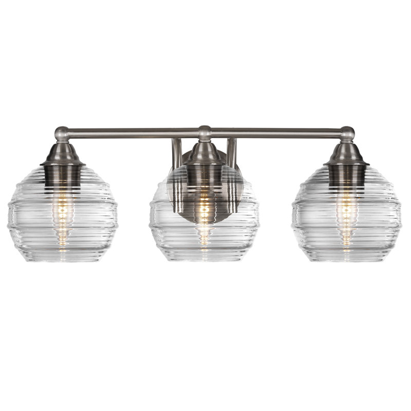 Michell 3-Light Bath Bar, Clear, Brushed Nickel