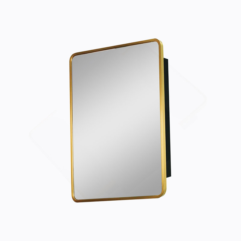 Armoire à pharmacie murale ou encastrée en métal doré 24 po avec miroir, H 24 po x l 20 po x P 4,9 po, Or