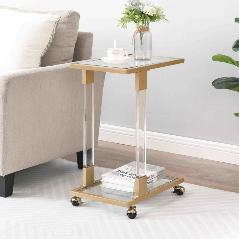 Versatile square table with glass top and metal base for multiple spaces