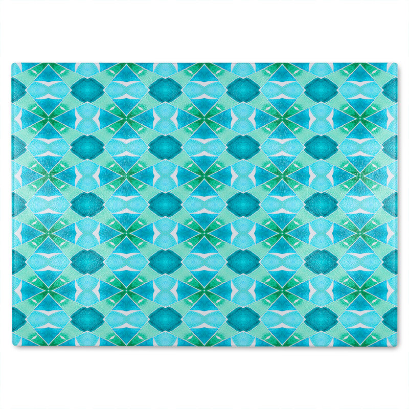 Cool Boho Chic Summer Glass Chopping Board, 40cm L x 28cm W