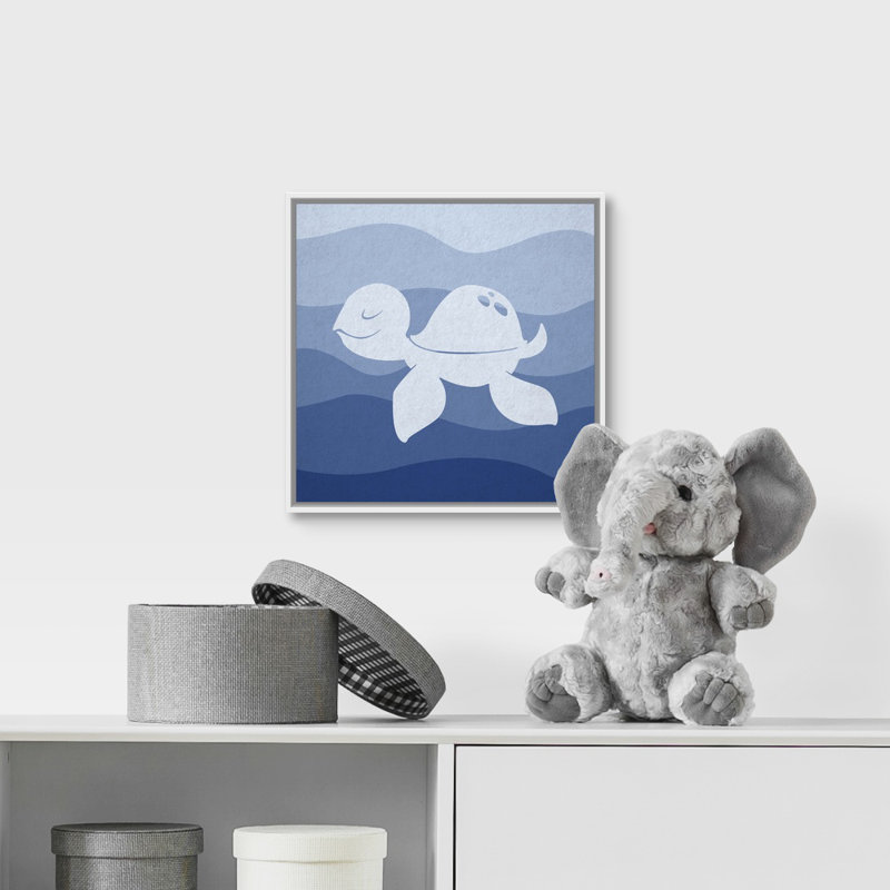 « sea tortue », impression Underwater Nursery, Cadre pour toile flottant blanc, H 12 po x l 12 po x P 1,75 po
