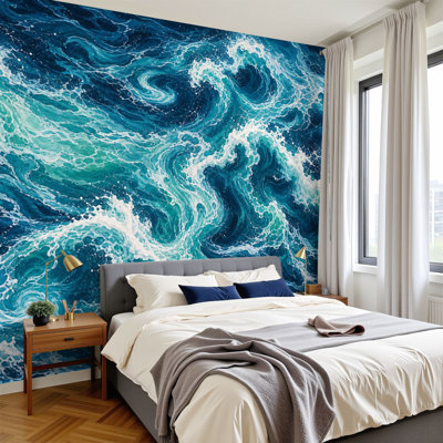 Papier peint adhésif auto-adhésif moderne pour la chambre à coucher L 69 po x l 96 po Peel and Stick