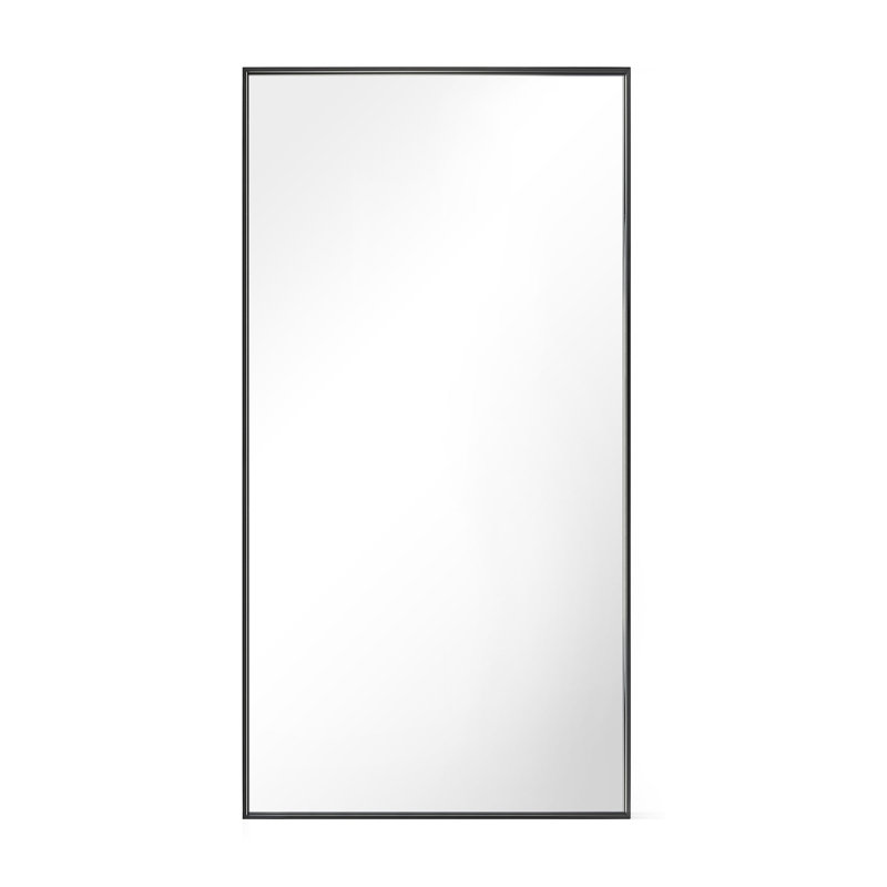 Modern & Contemporary Rectangle Bathroom Vanity Mirror Metal Framed Wall Mirror, Black, 30" x 58"