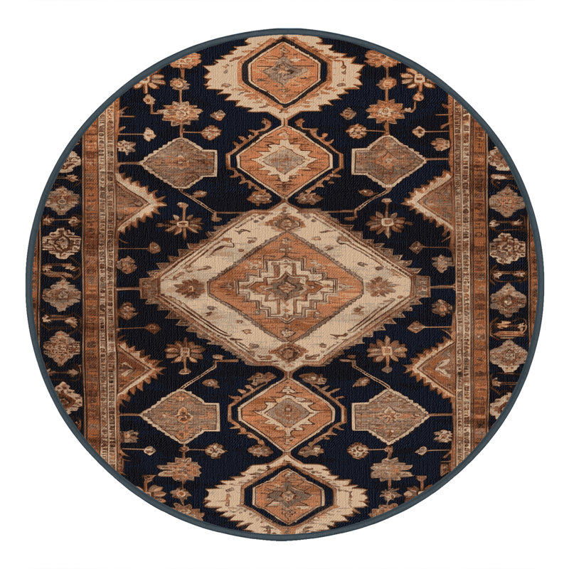 Tapis brun lavable à la machine, Rond 7 pi