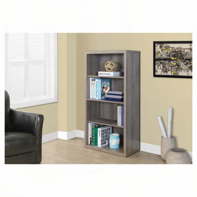 Bookshelf, Bookcase, Etagere,4 Tier, 48"h, Office, Bedroom, Brown Laminate, Contemporary, Modern
