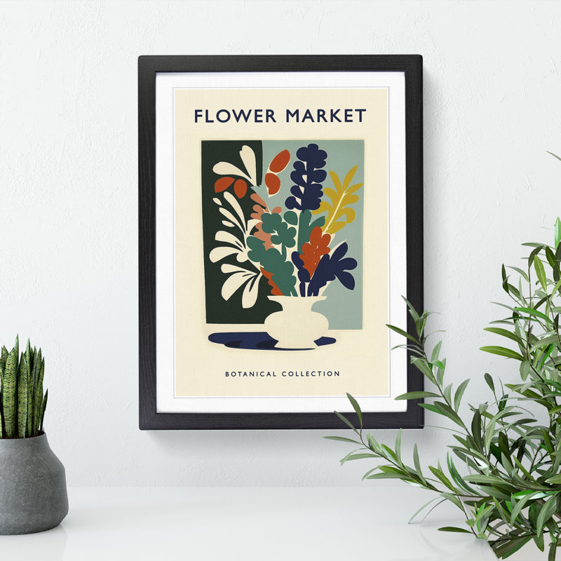 A Botanical Flower Market Exhibition No.5 - Single Picture Frame Print on Wood, 34cm H x 25cm W x 2cm D
