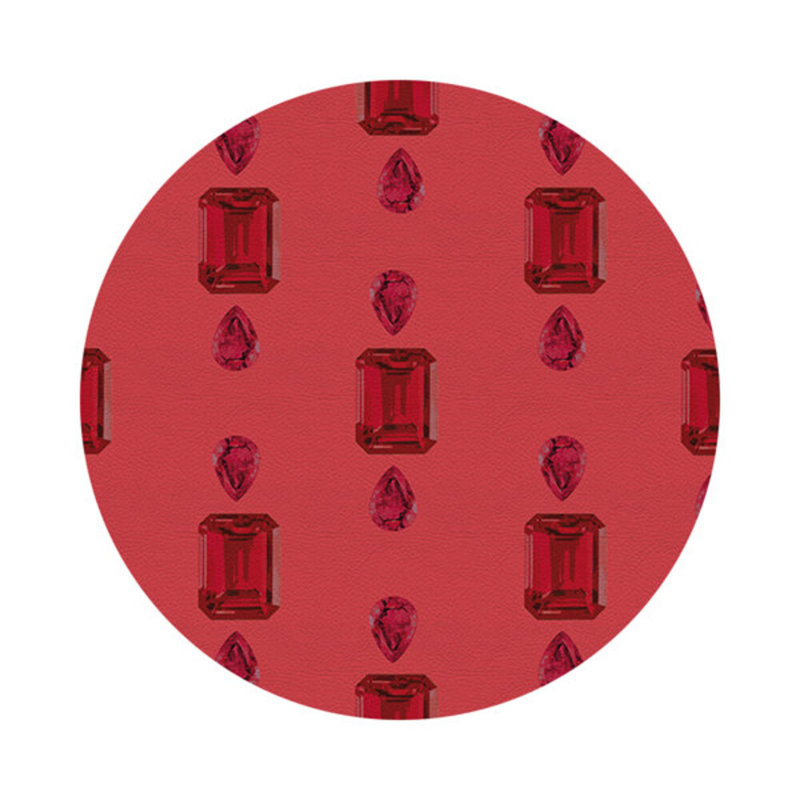 Vegan Leather Round Placemats, Rubys, Crimson