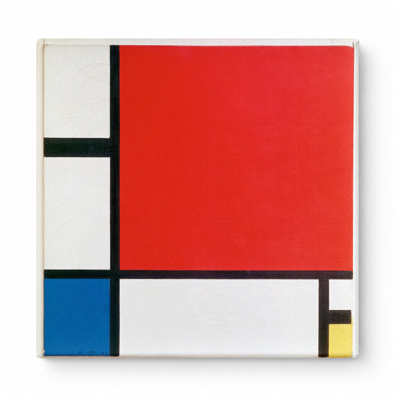Composition avec rouge, bleu et jaune (1930) - art mural carré sur toile, 16" W x 16" H