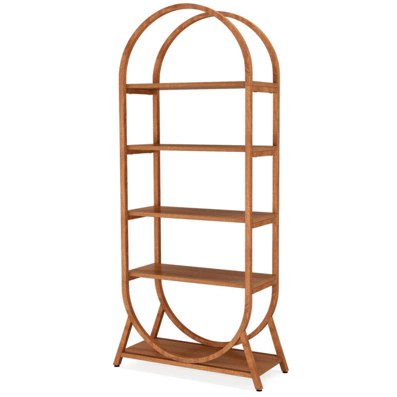 Versatile Display Rack,5-Tier Bookshelf,Compact Arched Bookcase