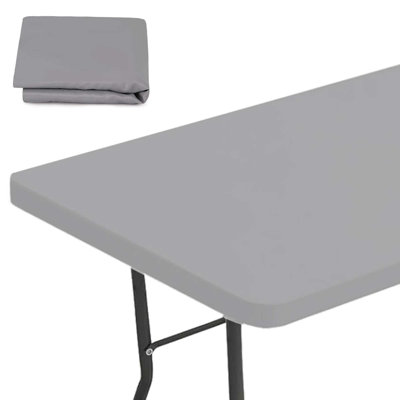 Rectangle Table Cloth Cover Waterproof Polyester Elastic Fitted Tablecloth for 6 Foot Tables