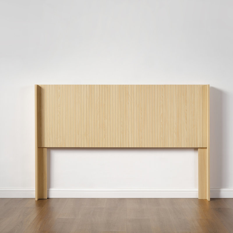 Harrill Fluted Wooden Headboard with Wingback Design (Headboard Only), King, Light Natural