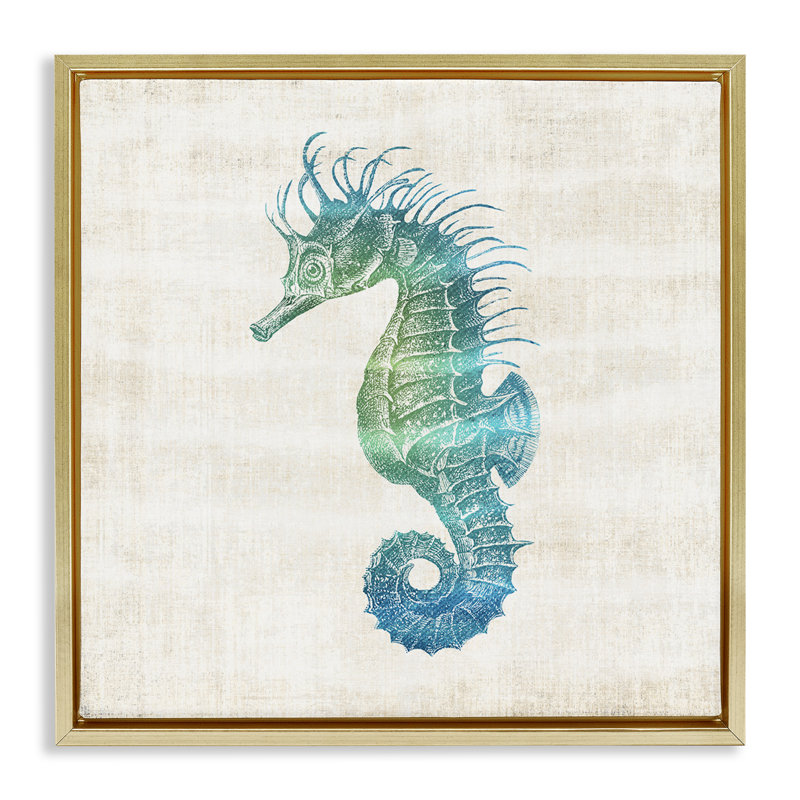 Cadre flottant Ombre Seahorse Expression, design par Susan Arnot, H 18 po x l 18 po, Cadre flottant métallique doré