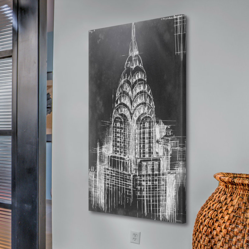 «Chrysler Blueprint», reproduction sur toile tendue, H 45 po x l 22,5 po x P 1,5 po