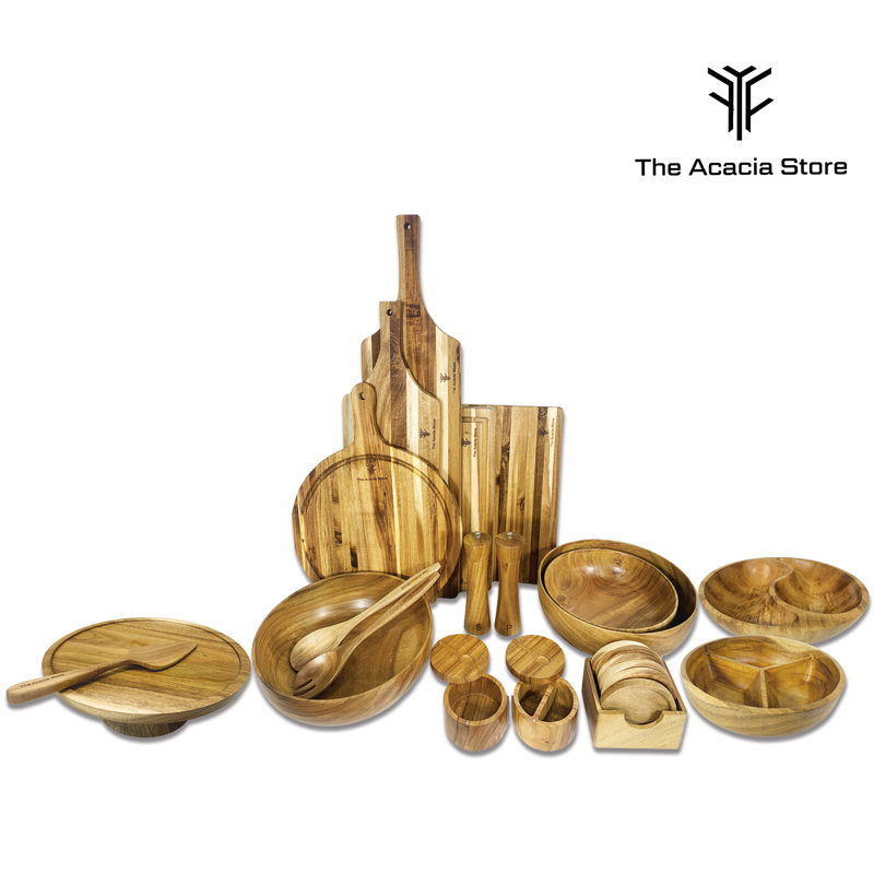 Acacia Wood Round Reversible Cheese Serving Board
