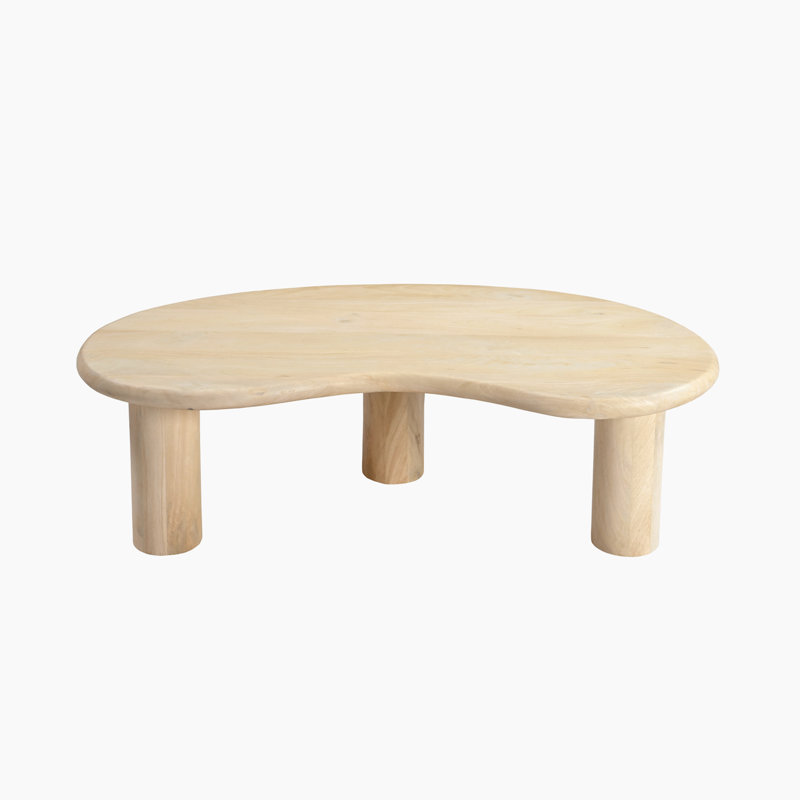 Elldar Circular Pebble Three Pillar White Oak Wooden Coffee Table - Contemporary Scandi Design 