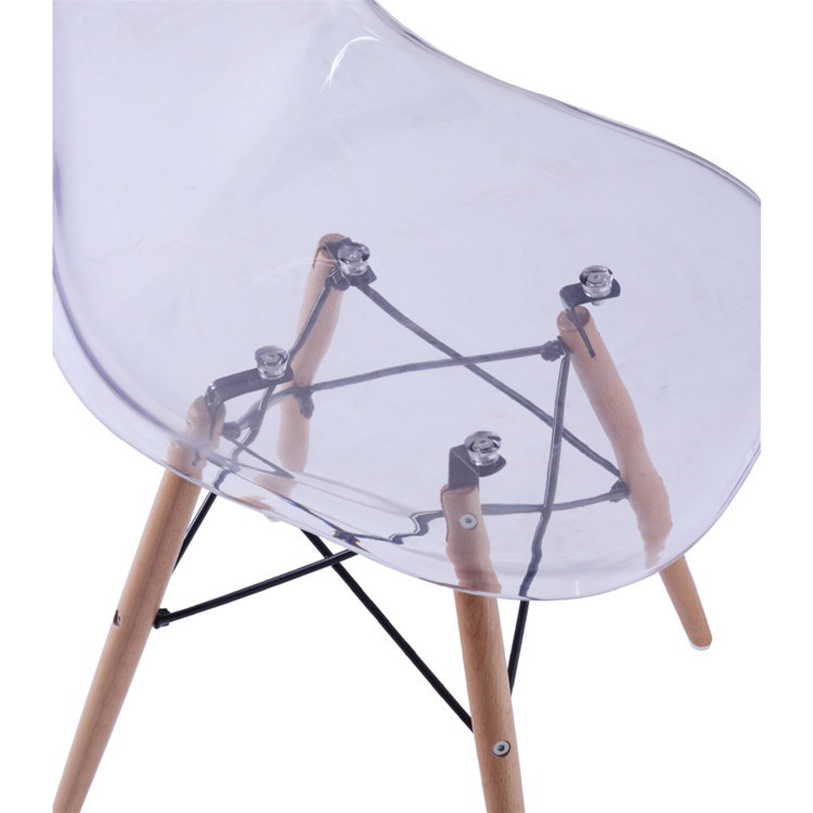 Modholic Eiffel Chair With Wood Legs, Clear