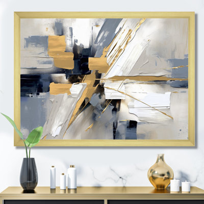 «Grey and Gold Transcendent Impressions I», art sur toile à formes abstraites