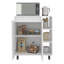 Garde-manger autoportant blanc avec rangement intégré et surface pour micro-ondes, armoire à 2 portes, 3 tablettes latérales, idéal pour la salle à manger, conception moderne, fabrication de panneau de particules, ouverture profonde de 16,28 po