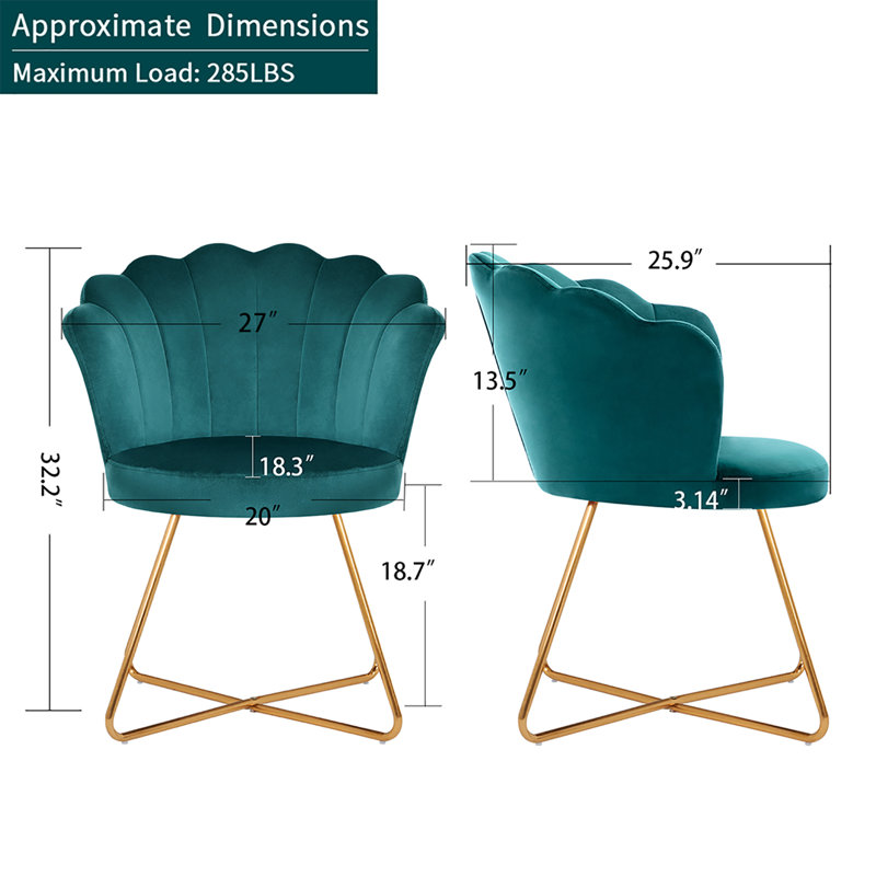 Chaise d'appoint en velours Shirene, Velours vert