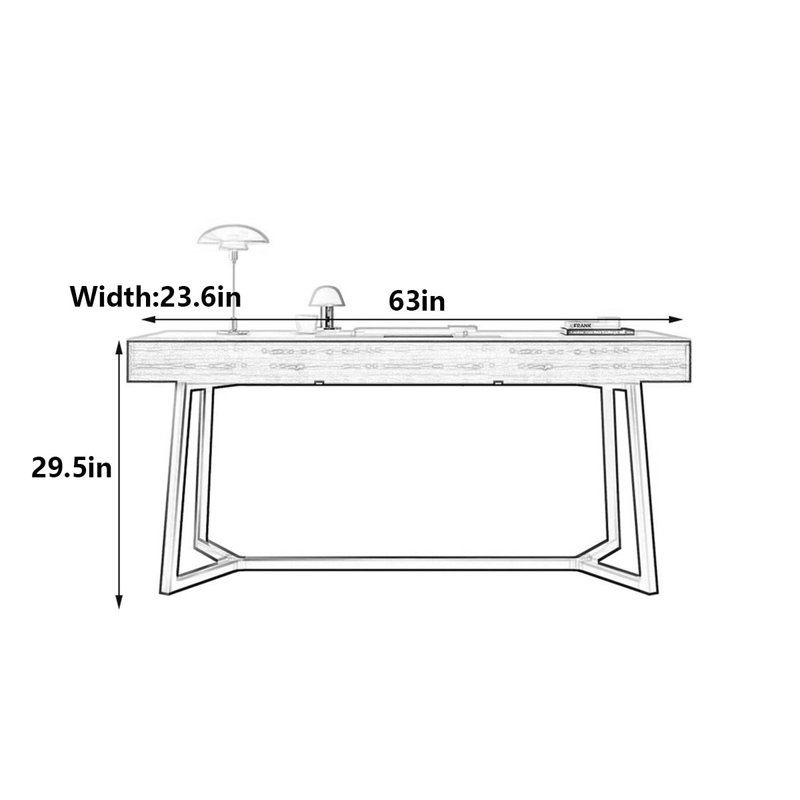 Italian Minimalist Sintered Stone Desk, 29.5" H x 63" W x 23.6" D