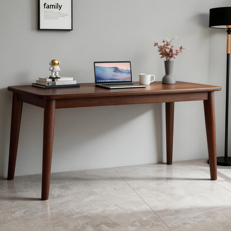 Bureau compact en bois d'hévéa massif Dylen, L 55,1 po