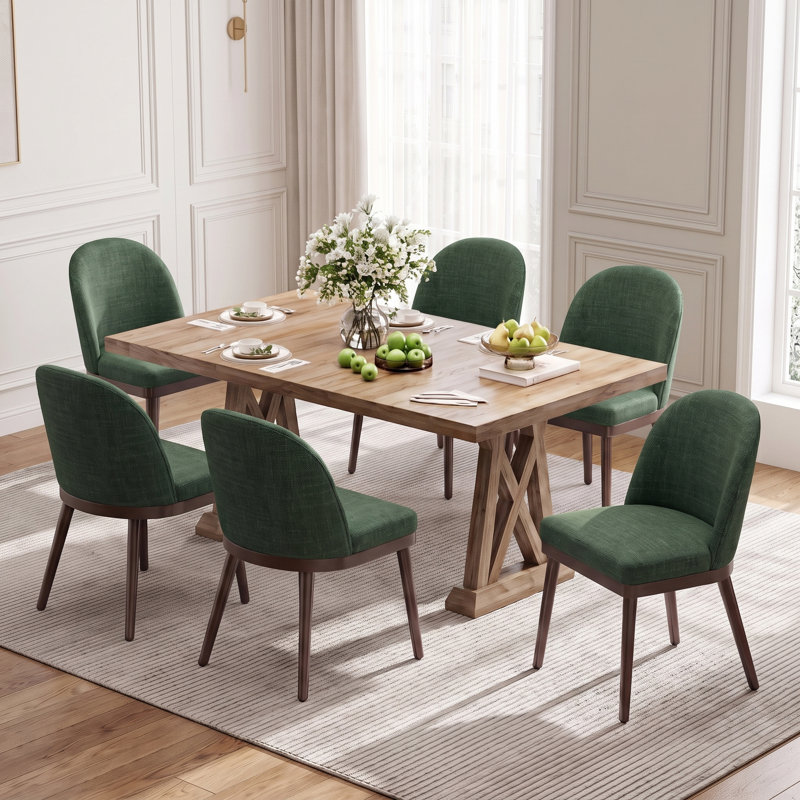 Chaises de salle à manger rembourrées, 6, Vert