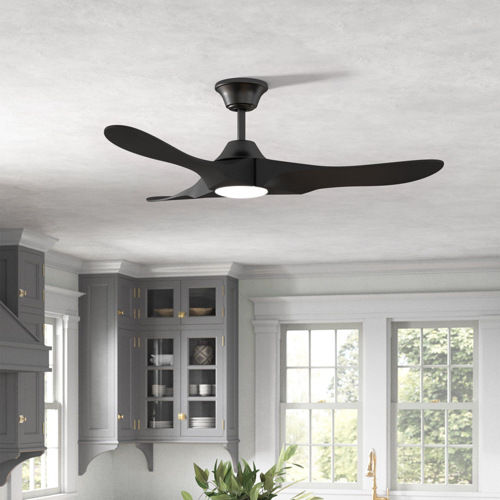 Ceiling Fan with LED Light Kit, Matte Black , 70 inches