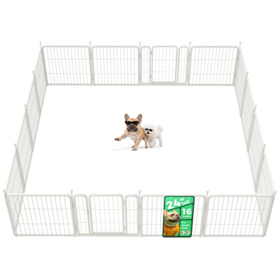 FXW Rollick Unleashed Dog Playpen for Indoor, Yard, RV Camping, 24 inch 16 Panels for Small and Puppy Dogs, White│Patented