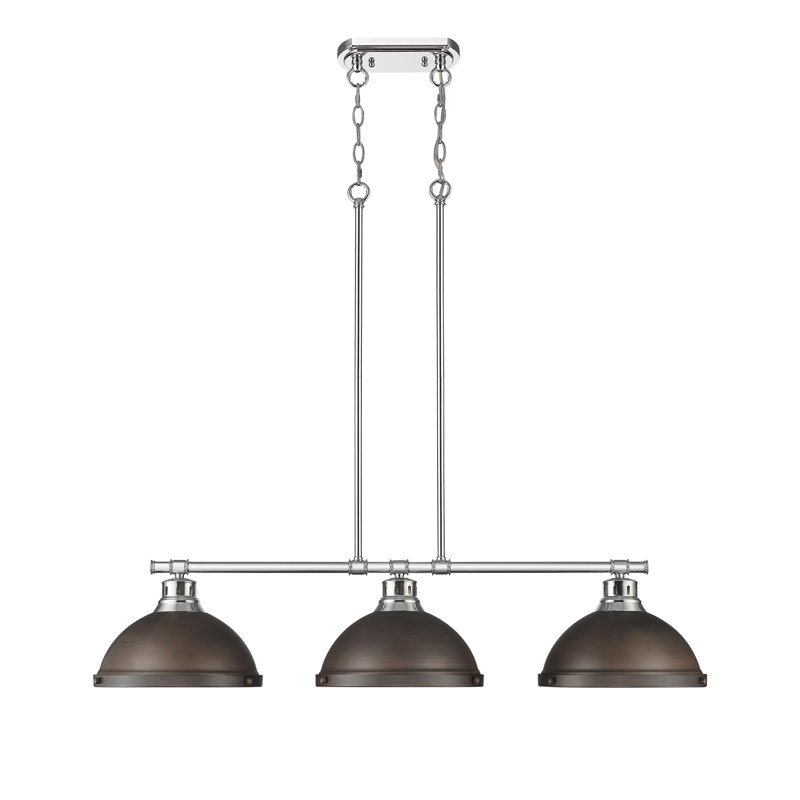 Laramy 3-Light Linear Pendant, Rubbed Bronze, Chrome