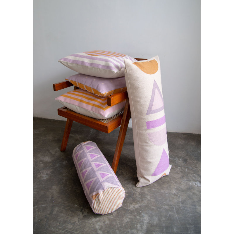 Maya Bolster Pillow Cover, Gray/Purple